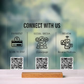 Pancarte de table en acrylique QR Code 3 en 1 Mini (Neutre)