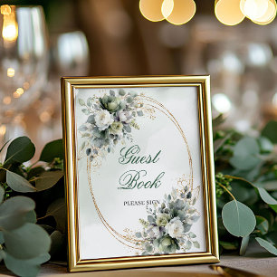 Pancarte de table pour livre d'or à l'aquarelle av