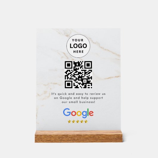 Pancarte de tablette de code QR de critiques Googl (Recto)