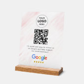 Pancarte de tablette de code QR de critiques Googl (Angle)