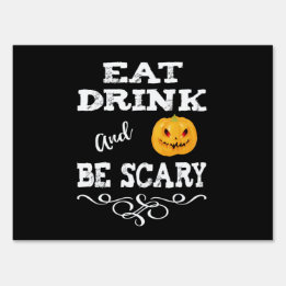 Pancarte Halloween fête manger Boire et être effrayant visa