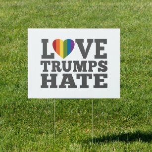 Pancarte L'amour domine la haine - Anti Donald Trump - blan