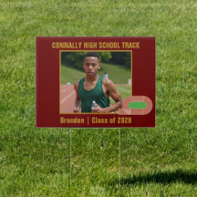 Maroon Gold Track Team Runner Photo Graduate Yard