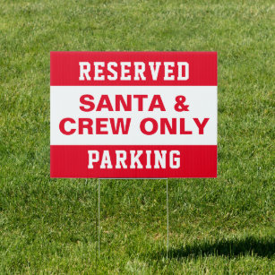 Pancarte Parking réservé Père Noël rouge et blanc