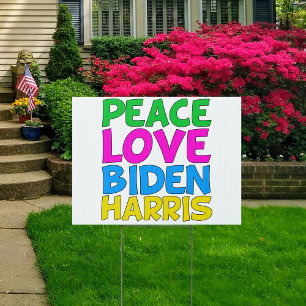 Pancarte Peace Love Biden Harris Democrat Political Yard