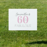 Pancarte Personnalisé 60 fabuleux Pink 60th Birthday Yard<br><div class="desc">C'est un design moderne personnalisé, 60ème anniversaire, 60 ans et fabuleux anniversaire. Il est en typographie rose, noire et grise. Idéal pour fêter un 60ème anniversaire chic et élégant. Pour ajouter votre nom, utilisez simplement le bouton Personnaliser. Si vous souhaitez modifier la couleur, vous pouvez le faire dans l’outil d’édition....</div>