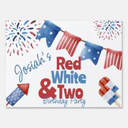 Pancarte Red White et deux Anniversaire