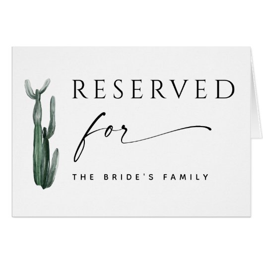 Pancarte réservée Cactus Aquarelle | Mariage Bohèm (Devant Horizontal)