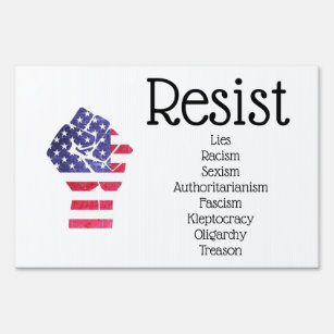 Pancarte Résistez au signal anti-Trump du drapeau américain