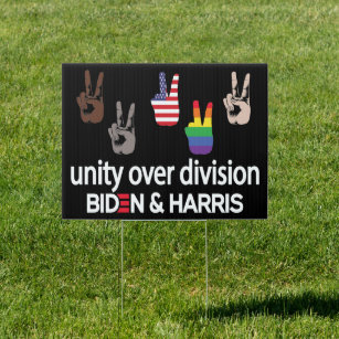 Pancarte Unité sur division Joe Biden Kamala Harris 2024