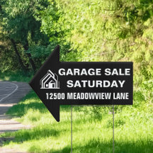 Vente de garage Adresse personnalisée Jour Flèche 