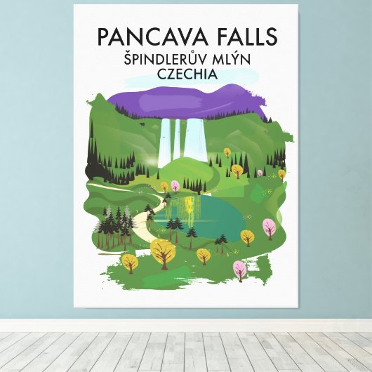 Pancava Herfsten Špindlerův Mlýn, Czechia reisbure Canvas Afdruk (Insitu (Houten vloer))