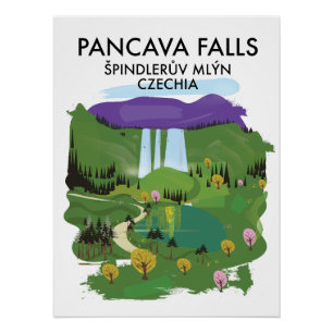 Pancava-watervallen Špindlerův Mlýn, Tsjechië reis Perfect Poster
