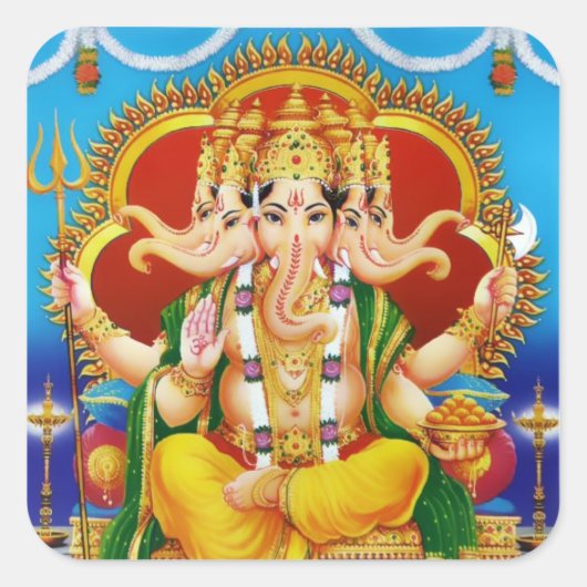 Panchamukhi Ganesha-Stickers Vierkante Sticker (Voorkant)