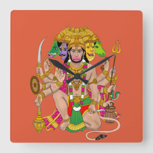 Panchmukhi Hanuman wandklok Vierkante Klok