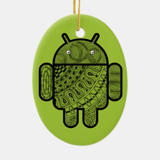 Pancho Doodle Character voor Android™-robot Keramisch Ornament (Achterkant)