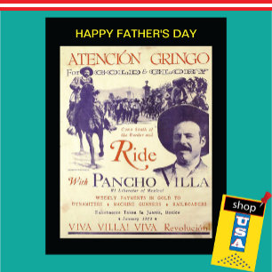 Pancho Villa Vaderdag 💣 Historische groet Feestdagenkaart