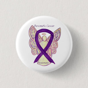 Pancreas Cancer Angel Awareness Ribbon Art Pins Ronde Button 3,2 Cm