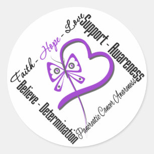 Pancreas Cancer Faith Hope Love Butterfly Ronde Sticker
