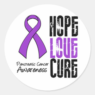 Pancreas Cancer Hope Love Cure Ribbon Ronde Sticker