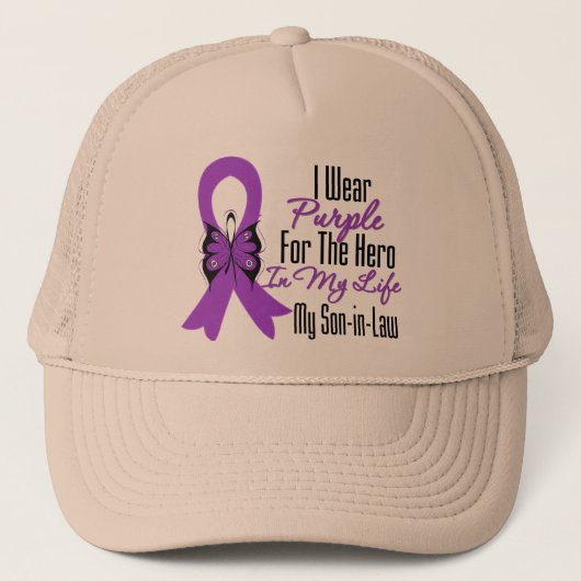 Pancreas Cancer Ribbon My Hero My Son in Law Trucker Pet (Voorkant)
