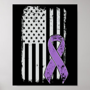 Pancreaskanker Amerikaanse vlag - Grunge Awareness Poster
