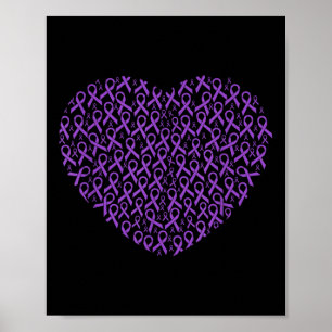 Pancreaskanker bewustzijn Paarse lint hart Poster