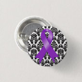 Pancreaskanker Damask Paars Ribbon Ronde Button 3,2 Cm (Voorkant /achterkant)