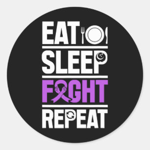 Pancreaskanker Eet slaap gevecht Paarse lint AW Ronde Sticker