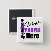 Pancreaskanker I Draag Paarse linthero Vierkante Button 5,1 Cm (Voorkant /achterkant)