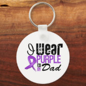Pancreaskanker I Draag Paarse lintstof DAD Sleutelhanger (Voorkant)