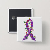 Pancreaskanker kerstverlichting vierkante button 5,1 cm (Voorkant /achterkant)