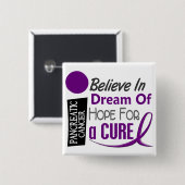 Pancreaskankerbewustzijn GELOOFT DREAM HOPE Vierkante Button 5,1 Cm (Voorkant /achterkant)
