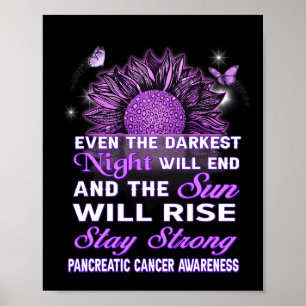 Pancreaskankerbewustzijn Paarse lint zonnebloem Poster