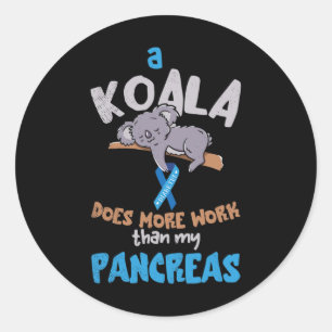 Pancreasplezier Koala Pancreas Diabetes Awareness Ronde Sticker