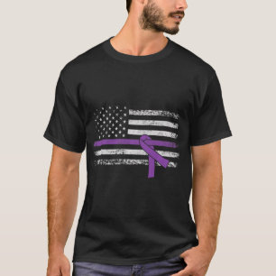 Pancreatische kankerwaarschuwing Amerikaanse vlag T-shirt
