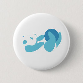 Panda aan het spelen (Blauw) Ronde Button 5,7 Cm