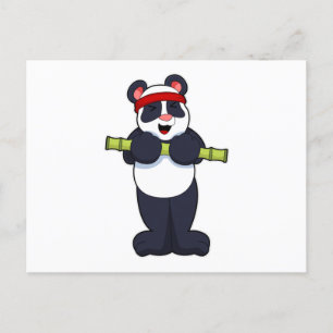 Panda aan het werk met bamboe gewicht briefkaart