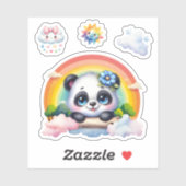 Panda adorable bébé dans les nuages. Sticker Panda (Feuille)