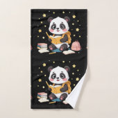 Panda adorable lisant, étoiles, motif (Serviette à main)