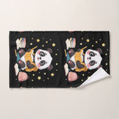 Panda adorable lisant, étoiles, motif (Serviette à main)