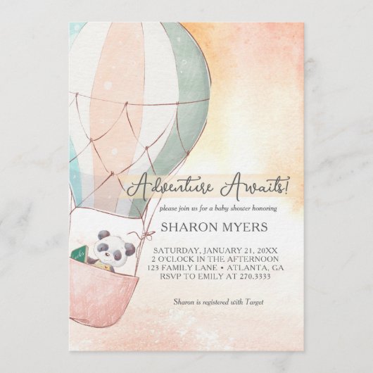 Panda Adventure Awaits Baby Shower Kaart (Voorkant)