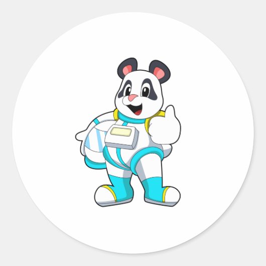 Panda als astronaut met kostuum ronde sticker (Voorkant)
