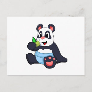Panda als baby met bamboe briefkaart
