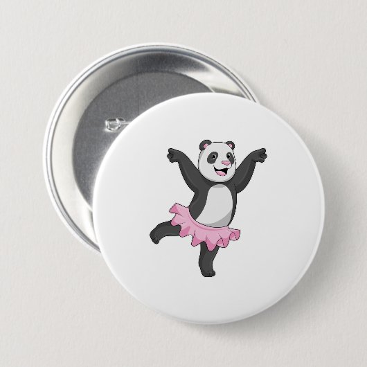 Panda als Ballerina in Ballet Ronde Button 7,6 Cm (Voorkant /achterkant)