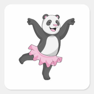 Panda als Ballerina in Ballet Vierkante Sticker