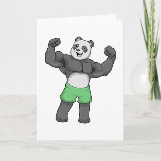 Panda als bodybuilder bij bodybuilding kaart (Voorkant)