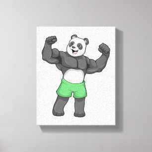 Panda als Bodybuilder in Bodybuilding Canvas Afdruk