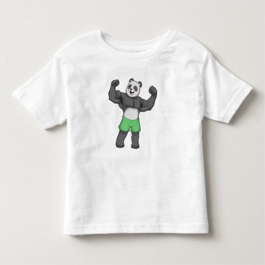 Panda als Bodybuilder in Bodybuilding Kinder Shirts (Voorkant)