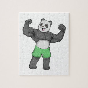 Panda als Bodybuilder in Bodybuilding Legpuzzel